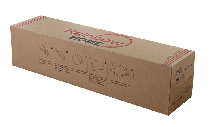 Bianca gel memory foam topper conveniently packaged in a box