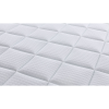 close up view of fabric on bonnell spring mattress with purple and white detachable mattress cover