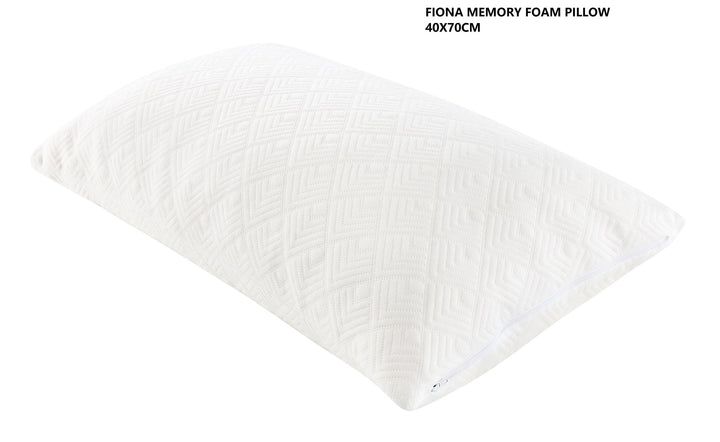 white Fiona memory foam pillow with 40X70CM dimensions listed 