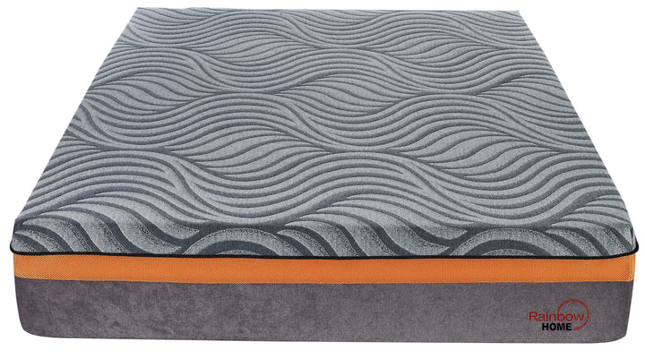 front view of grey thick premium spring mattress from Rainbow Home