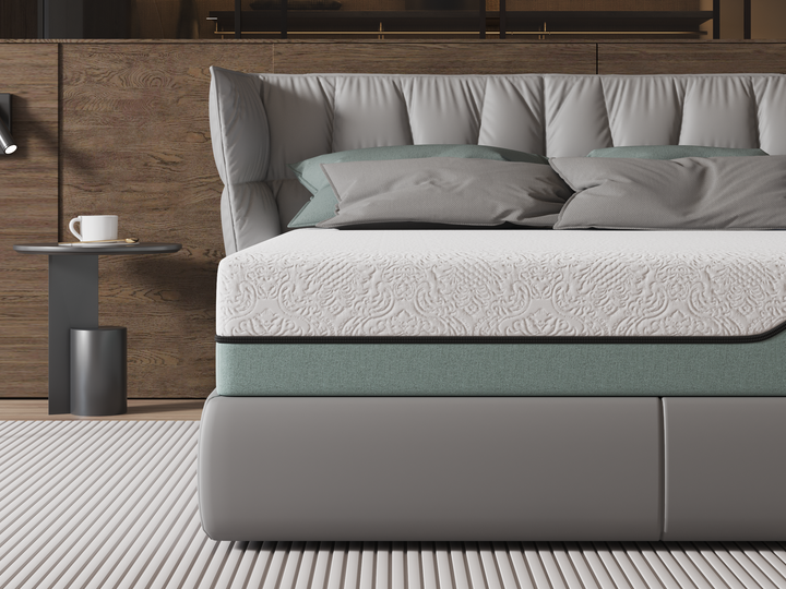 close up front view of the Frances memory foam Rainbow Home mattress