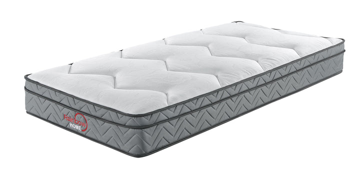 bonnell coil mattress with grey and white detachable mattress cover 