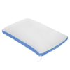 white washable soft pillow with blue strip on the side